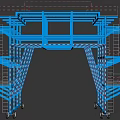 Blue Metal Frame Structure With Multi Level Platforms And Mobile Wheels 3d model