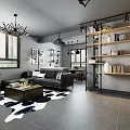 Industrial Style Open Plan Living And Dining Room With Chic Vintage Modern Interior Decor