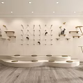 Indoor Cat Playroom With Wooden Shelves Wall Mounted Perches Platform Beds And Tall Cat Tree