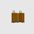 Two Yellow Hard Shell Suitcases With Vertical Striped Design And Spinner Wheels 3d model
