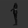 Black Leather Outfit With Long Sleeves Belt Baggy Pants And Boots