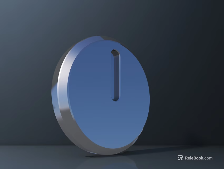 Modern Display Shelf With Blue Circular Panel And Vertical Silver Slot 3d model 
