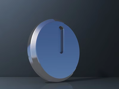 Modern Display Shelf With Blue Circular Panel And Vertical Silver Slot 3d model