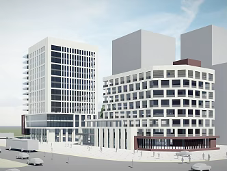 Modern Office Building High-rise Complex Building Office Building Office Building Hotel Commercial Street 3d model