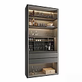 Modern Storage Cabinet with Wine Glasses Wine Bottles Shelves and Drawers