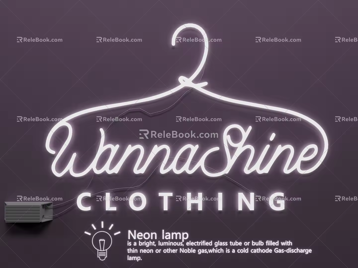 Neon glow word icon pattern 3d model