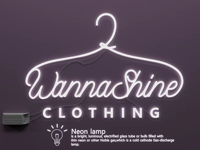 Hanger Shaped Neon Light Fixture Set For WannaShine Clothing Store Decoration 3d model
