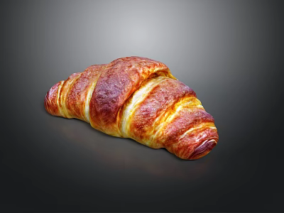 Freshly Baked Golden Croissant With Flaky Layers And Buttery Texture 3d model