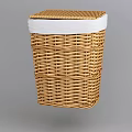 Square Natural Woven Storage Basket With White Rim For Home Organization Solutions