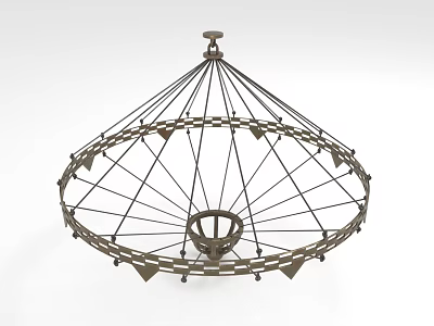 Modern Geometric Metal Chandelier With Radial Open Frame And Decorative Details 3d model