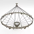 Modern Geometric Metal Chandelier With Radial Open Frame And Decorative Details