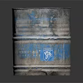 Rustic Metal Barrel With Blue Peeling Paint And Worn Look For Household Use