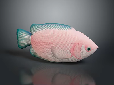 Artistic Abstract Painting Of Fish With Pink Green Blue Hues Textured Surface And Gray Background 3d model
