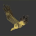 Majestic Eagle With White Head And Brown Wings Spreading In Flight