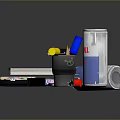 Electronic Stationery Set With Colored Pens Notebook And Red Bull Can