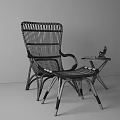 Comfortable Rattan Leisure Chair With Wooden Frame For Modern Home Living Room