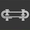 Cartoon Themed 3D Model Featuring White Symmetrical Circular Structure And Reflective Base