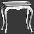 Traditional Dark Wood Side Table With Curved Legs Gold Trim And Carved Top Surface