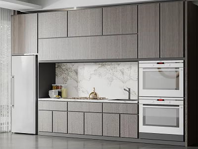 Modern Kitchen Interior With Sleek Countertop Built In Appliances And Stylish Cabinets 3d model
