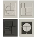 Geometric Wall Decor With Neutral Tones And Shapes 3d model
