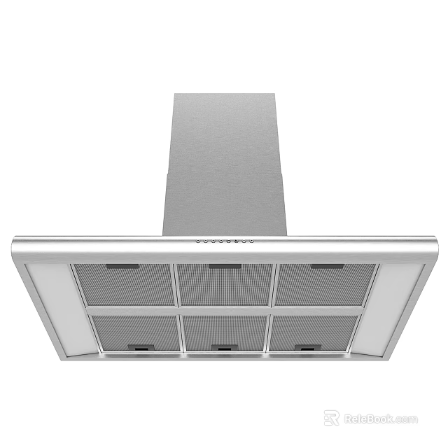 Modern Stainless Steel Range Hood with Grid Ventilation Design for Kitchen Cooking Area 3d model 