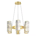 Luxurious Modern Chandelier with Gold Frame and Crystal Columns for Home Decor