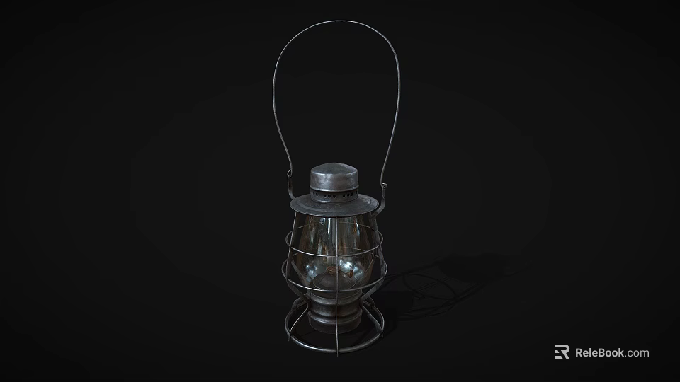 Traditional Candle Lantern with Metal Frame Glass Shade and Handle for Home Decorative Lighting 3d model 