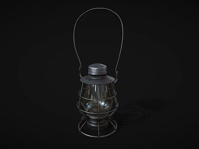Traditional Candle Lantern with Metal Frame Glass Shade and Handle for Home Decorative Lighting 3d model