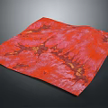 Red Textured Terrain Model With Irregular Surface Patterns And Color Variations 3d model