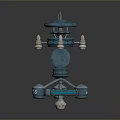 Blue Mechanical Device With Top Disc Connecting Parts And Bottom Supports