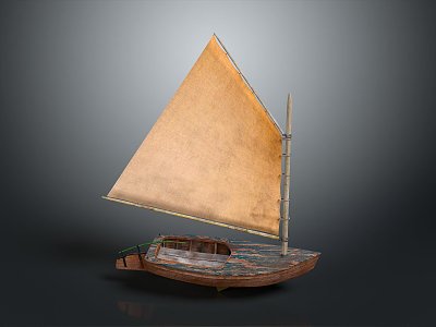 Modern Sailing Boat Small Wooden Boat Fishing Boat 3d model