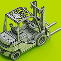 Orange Gray Industrial Forklift With Operator Cab And Front Steel Forks