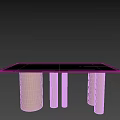 Modern Beige Dining Table With Light Colored Top And Cylindrical Legs 3d model