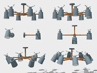 Nordic Lamps Combination Multi-head Pendant Lamp 3d model
