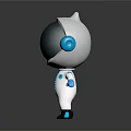 Cartoon Astronaut Character In White Spacesuit With Blue Details And Helmet Design 3d model