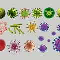 Colorful Virus and Bacteria Silhouettes with Diverse Microscopic Shapes and Forms