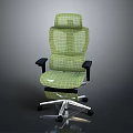 Modern Ergonomic Office Chair With Green Grid Pattern Black Armrests And Silver Base 3d model