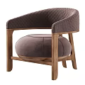 Elegant Taupe Single Sofa with Quilted Pattern Wooden Legs and Matching Ottoman