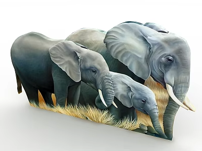 Elegant Swing Door Design Featuring Elephant Pattern For Home Interior Decoration 3d model