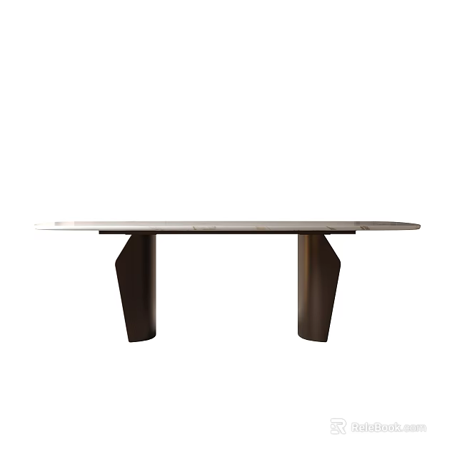Modern Minimalist Dining Table With Smooth Surface And Angular Metal Legs Design 3d model
