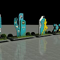 Modern Wayfinding Signage System With Column Signs Information Boards And Geometric Design