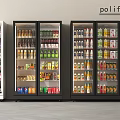 Poliform Display Refrigerators With Glass Doors Filled With Various Beverages And Food