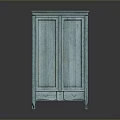 Light Blue Distressed Vintage Double Door Wardrobe With Bottom Drawers And Classic Design