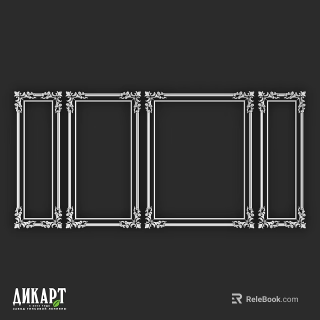Four Decorative Rectangular Frame Components Arranged With Intricate Ornamental Patterns 3d model 