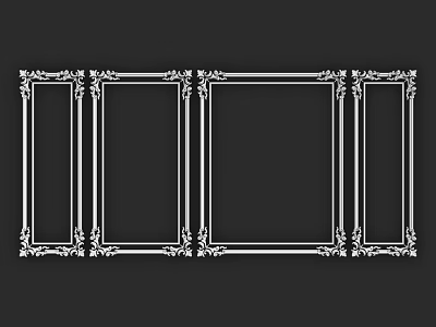 Four Decorative Rectangular Frame Components Arranged With Intricate Ornamental Patterns 3d model
