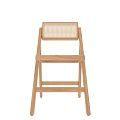 Modern Natural Solid Wood Folding Dining Chair With Breathable Rattan Woven Seat And Backrest