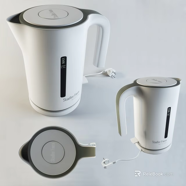 Silver Crest Modern White Electric Kettle With Temperature Control And Base 3d model 