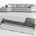 Gray Multi Seat Sectional Sofa With Modern Design And Decorative Comfortable Cushions 3d model