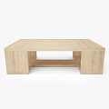 Light Wood Dining Table With Simple Design And Open Lower Shelf Storage 3d model