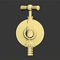 Shiny Golden Wall Mounted Faucet with Polished Brass Finish and Reflective Surface